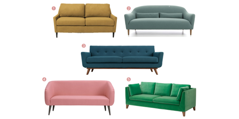 Colorful Mid-Century Couches Under $1000