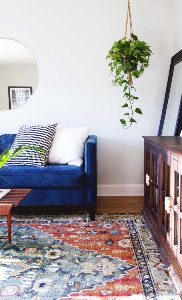 Modern Living Room Makeover Blue Velvet Sofa Before And After