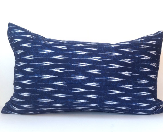 Indigo Ikat Lumbar Pillow