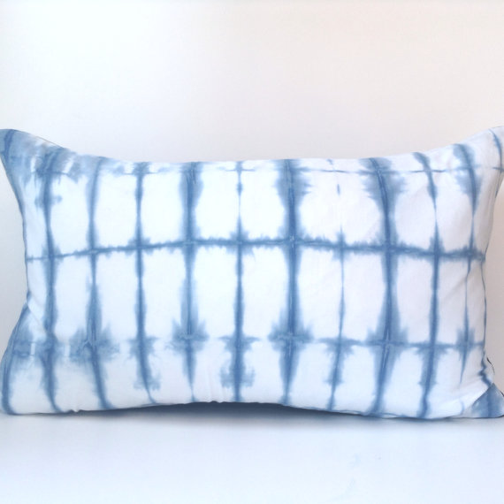 Shibori Indigo Dyed Lumbar Pillow Cover, $48.