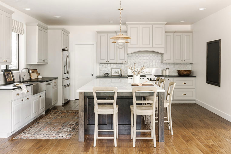 Kitchen Dark Island Gray Cabinets