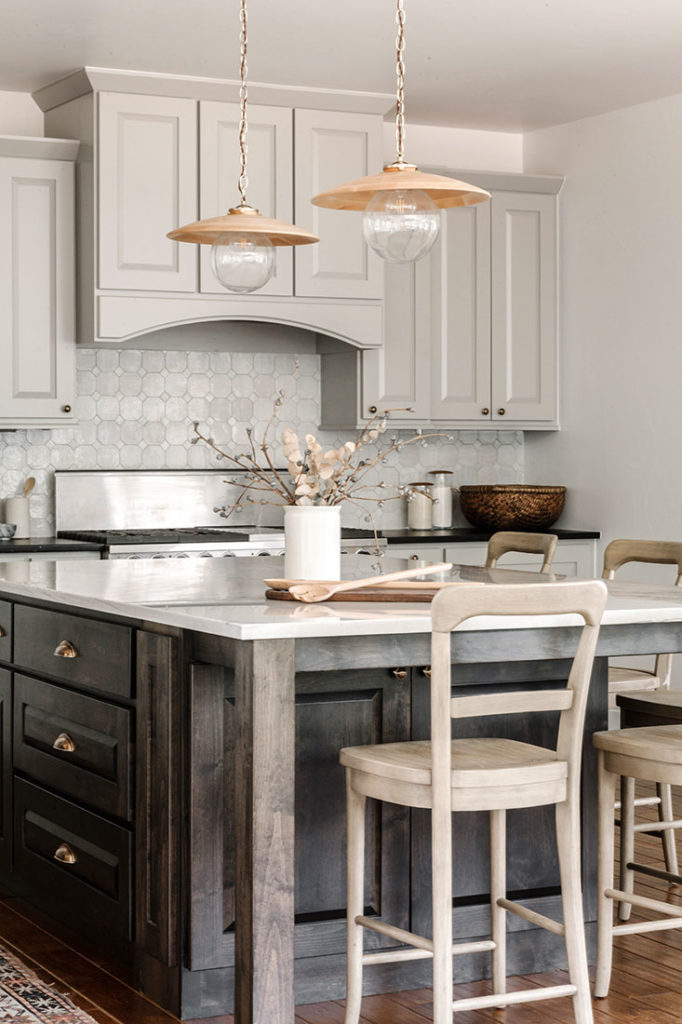 Kitchen Dark Island Gray Cabinets